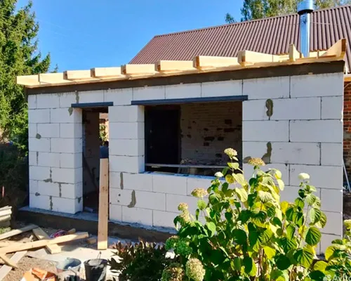 Пристройка из газобетона
